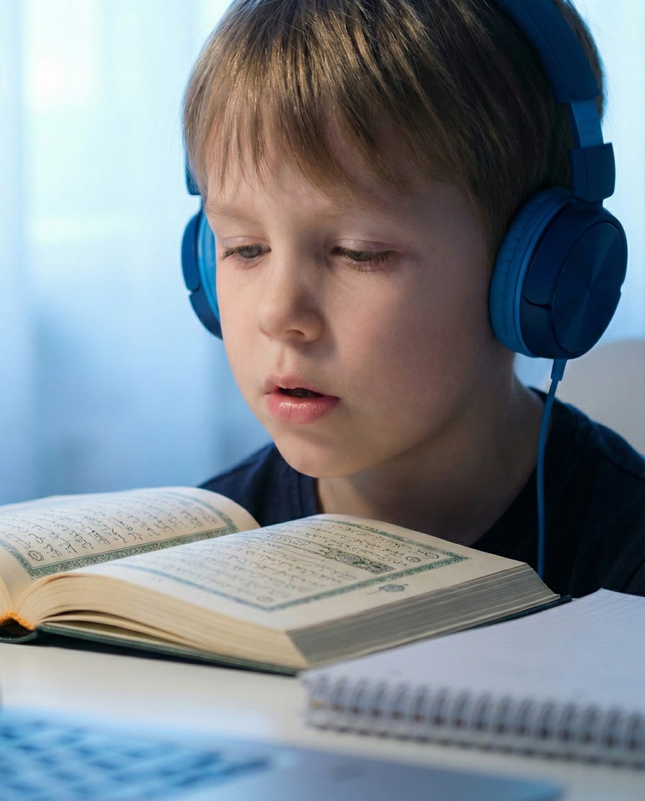 Student learning Quran online with Tajweed focus