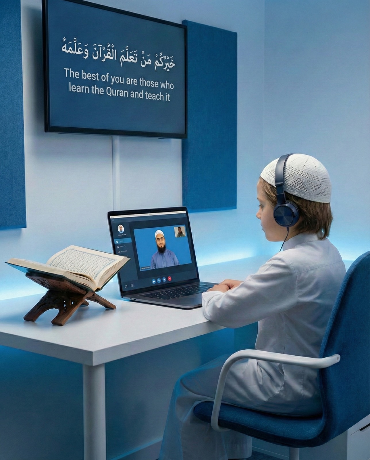 Quran study setup for online Islamic learning